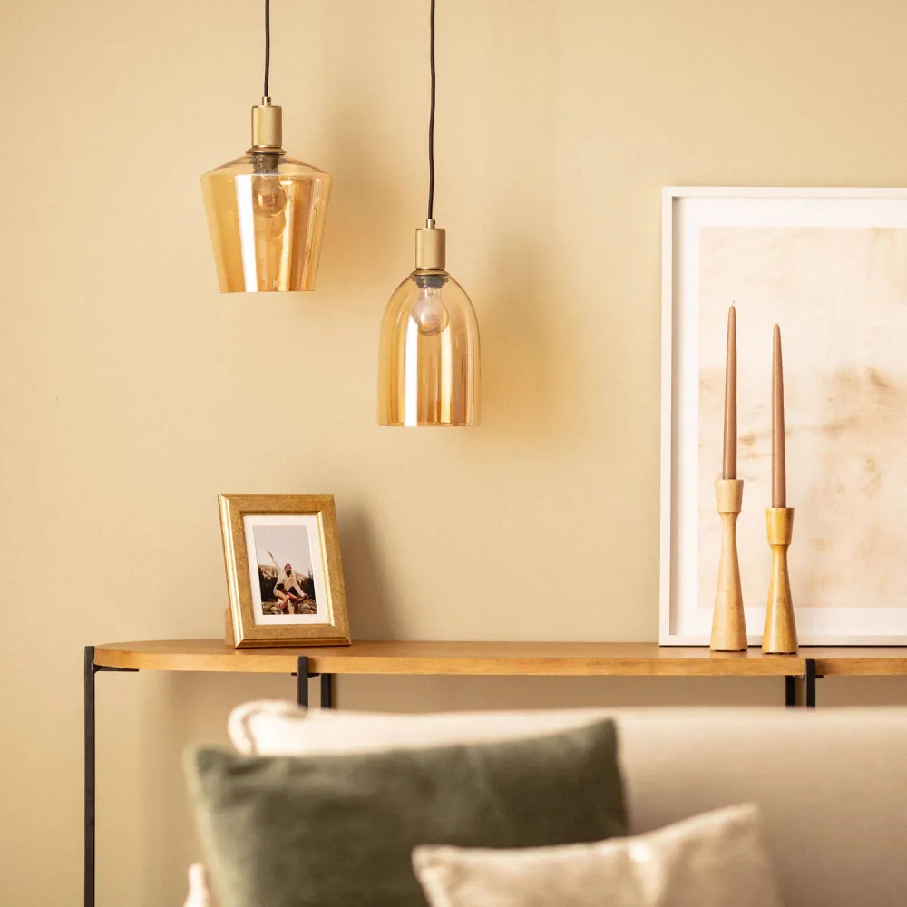 Lampe Tulio suspendue avec éclairage LED et abat-jour en verre