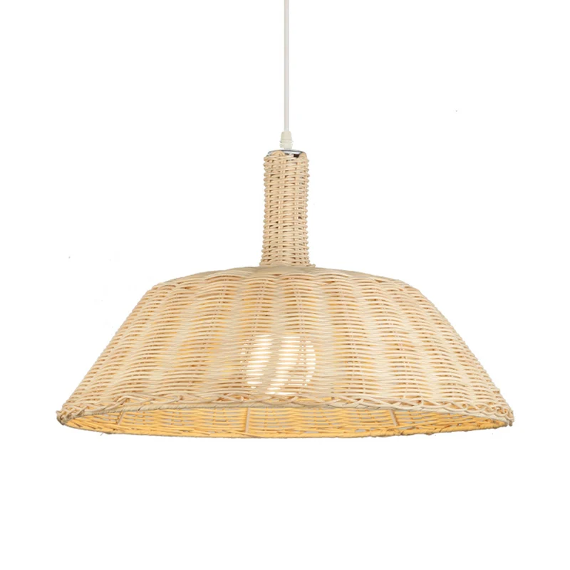 Luminaire suspendu de style campagnard tissé à la main avec abat-jour de grange en rotin 15"/19" W 1 ampoule, lampe à susp...