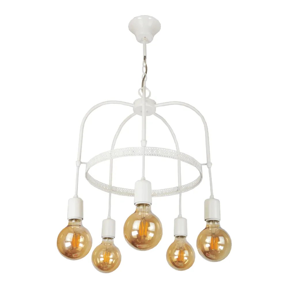 Lustre lampe lumière suspendu suspension 78 x 43 x 43 cm 5 x E27 blanc 03_0007538