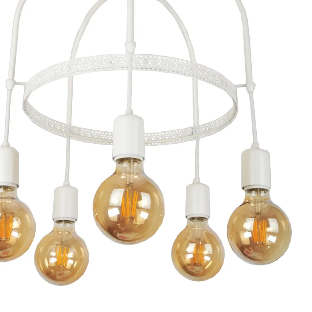 Lustre lampe lumière suspendu suspension 78 x 43 x 43 cm 5 x E27 blanc 03_0007538