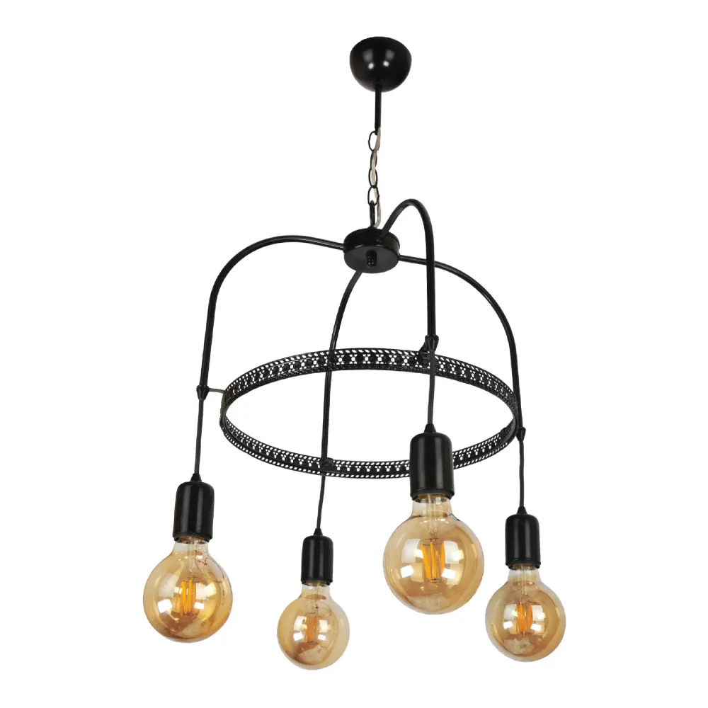 Lustre lampe lumière suspendu suspension 78 x 43 x 43 cm 4 x E27 noir 03_0007537
