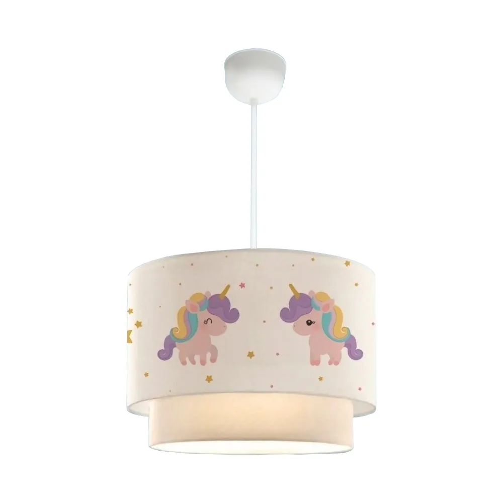 Lustre lampe lumière suspendu suspension pour enfant E27 70 cm motif de licorne 03_0007548