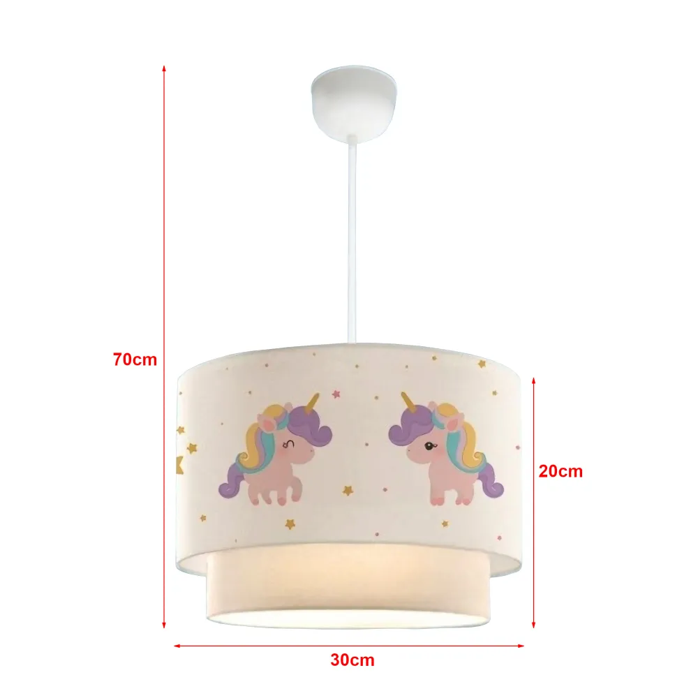 Lustre lampe lumière suspendu suspension pour enfant E27 70 cm motif de licorne 03_0007548