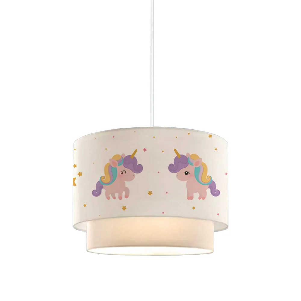 Lustre lampe lumière suspendu suspension pour enfant E27 70 cm motif de licorne 03_0007548