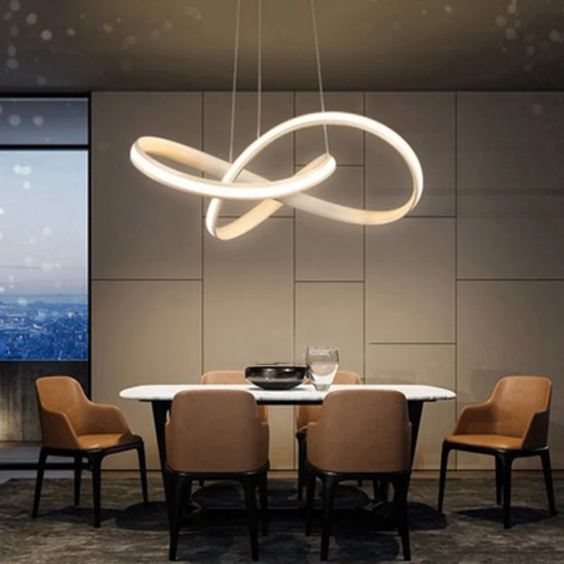 Lustre de salon torsadé en aluminium simplicité luminaire suspendu LED