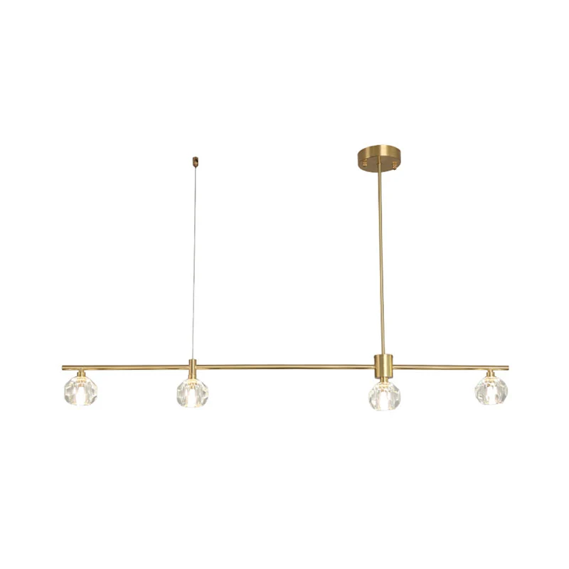 Lustre suspendu en cristal LED à 4 ampoules, luminaire typique doré, polygone/Globe/carré de Restaurant