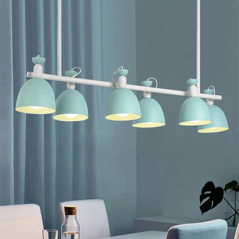 Macaron Bell Island – lampe suspendue en fer, 4/6 ampoules, pivotante, pour salle à manger, gris/bleu/vert