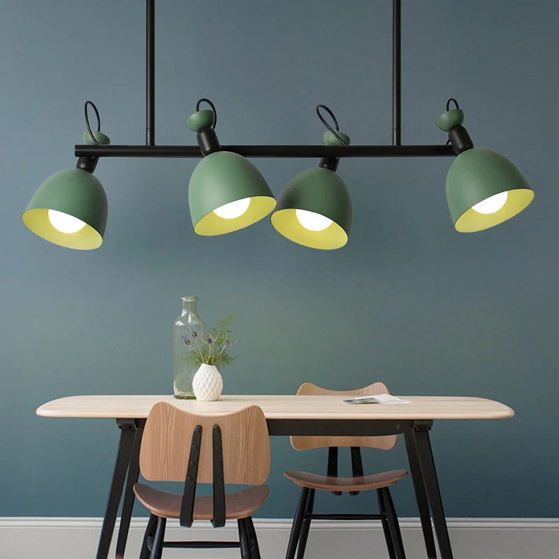 Macaron Bell Island – lampe suspendue en fer, 4/6 ampoules, pivotante, pour salle à manger, gris/bleu/vert