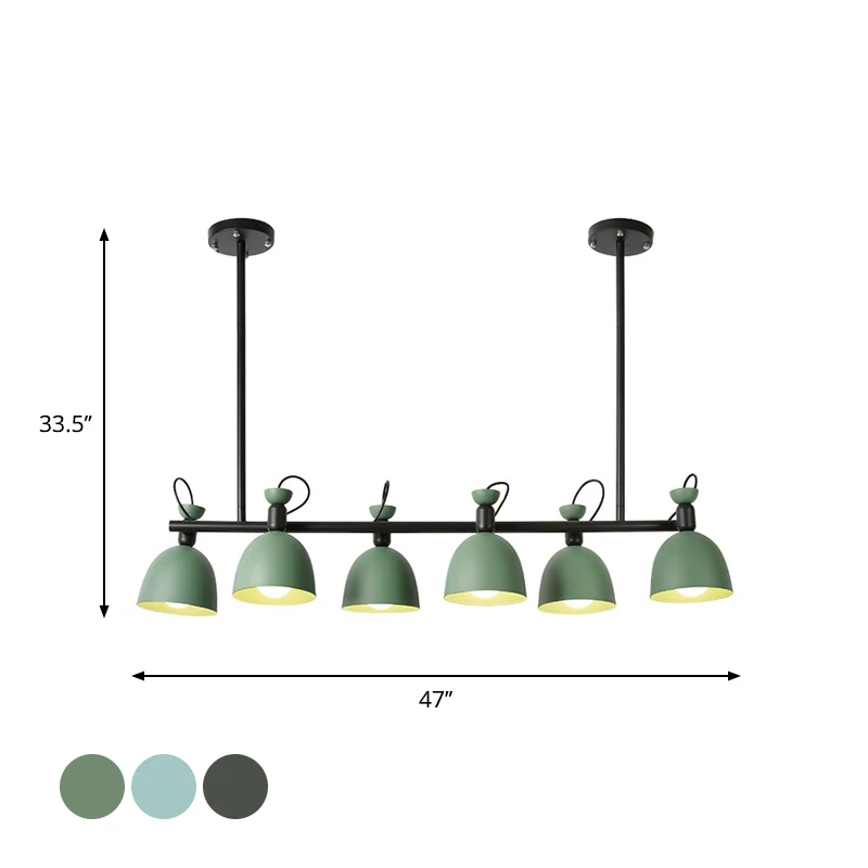 Macaron Bell Island – lampe suspendue en fer, 4/6 ampoules, pivotante, pour salle à manger, gris/bleu/vert