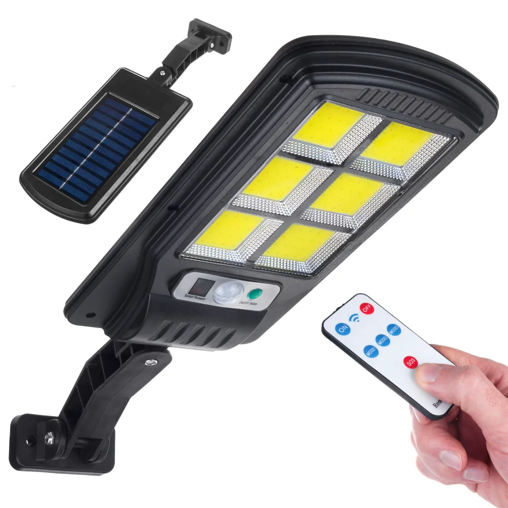 Maclean MCE446 Lampadaire solaire avec détecteur de mouvement et de crépuscule IP54 4W 400 lumens 6500K Télécommande Lampe...