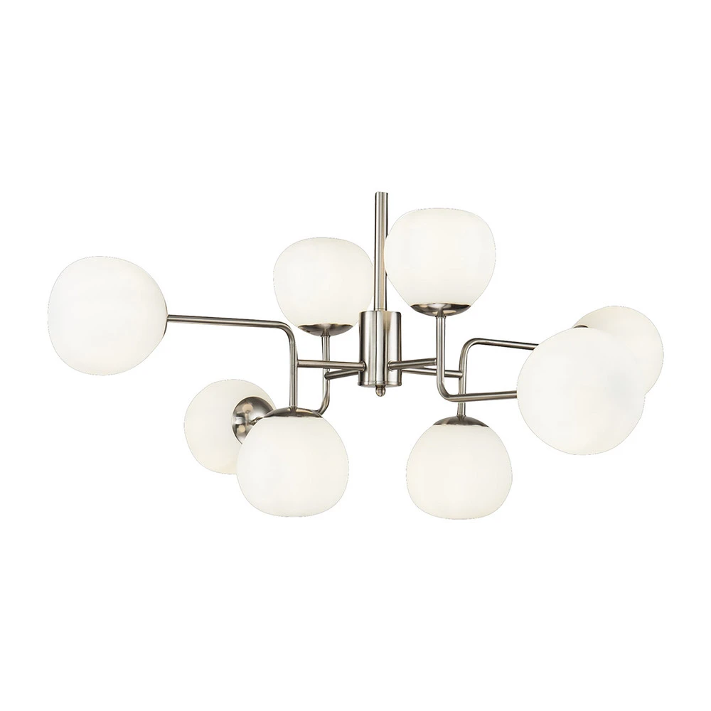 Maytoni Erich suspension à 8 lampes nickel/blanche