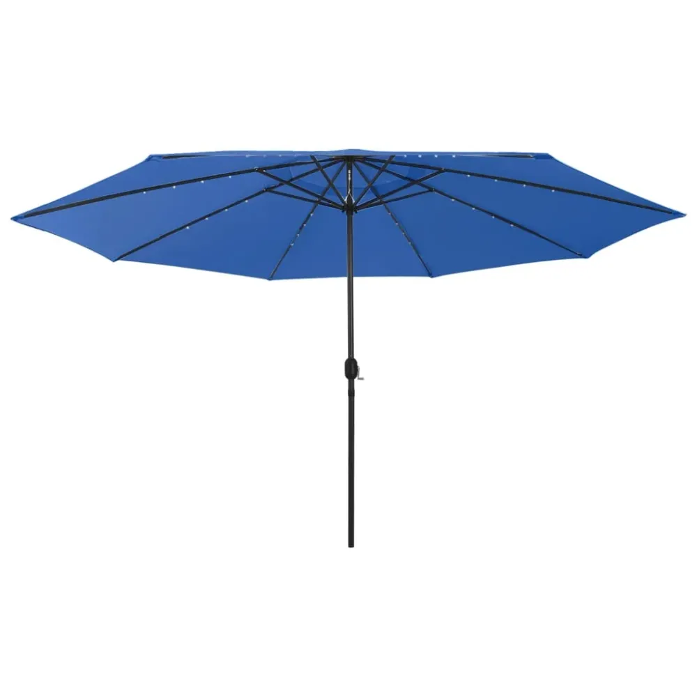 Parasol d'extérieur avec led et mât en métal 400 cm bleu 02_0008180