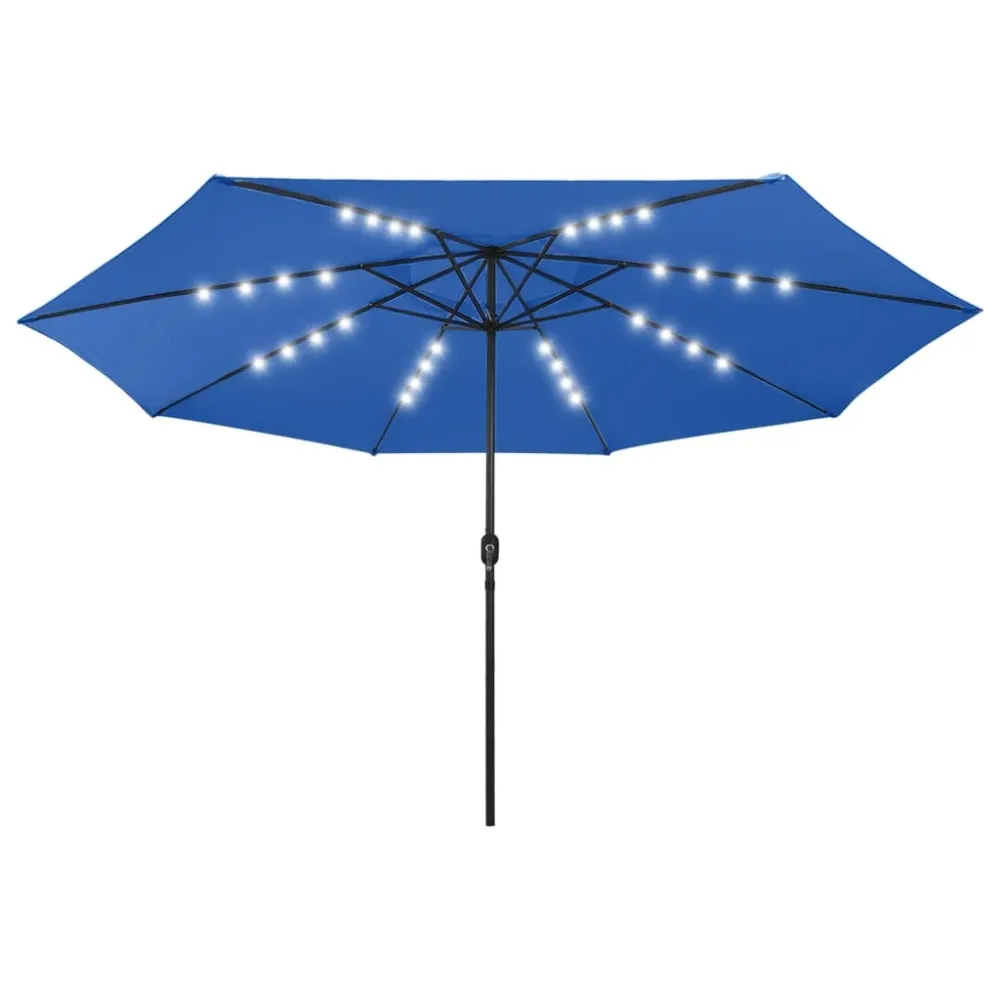 Parasol d'extérieur avec led et mât en métal 400 cm bleu 02_0008180