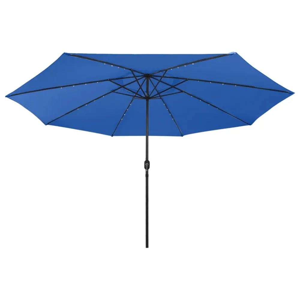 Parasol d'extérieur avec led et mât en métal 400 cm bleu 02_0008180