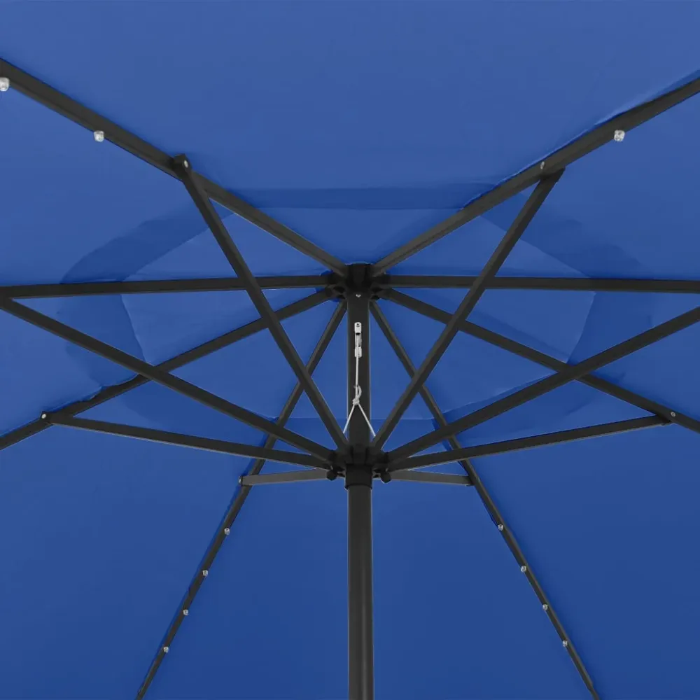 Parasol d'extérieur avec led et mât en métal 400 cm bleu 02_0008180