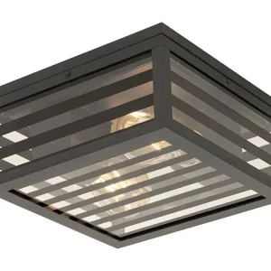Plafonnier d'extérieur contemporain verre noir 2 lumières IP44 - Reims