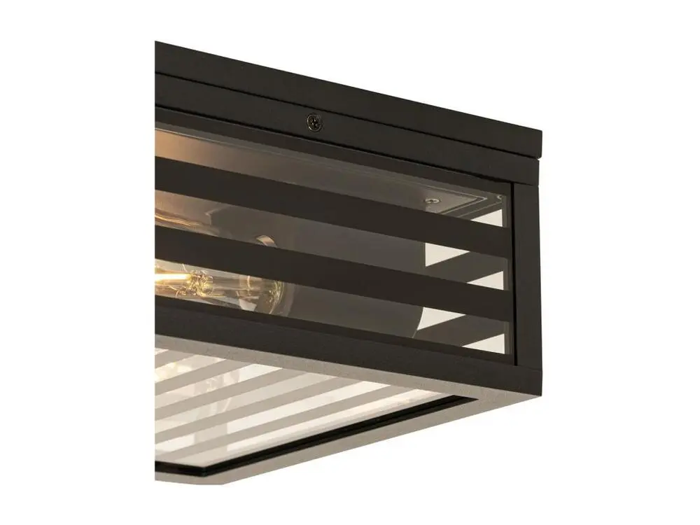 Plafonnier d'extérieur contemporain verre noir 2 lumières IP44 - Reims