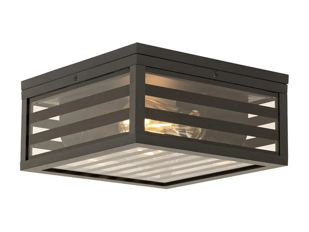Plafonnier d'extérieur contemporain verre noir 2 lumières IP44 - Reims