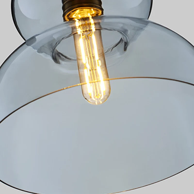 Plafonnier incurvé contemporain en verre bleu/cognac, 1 ampoule, luminaire suspendu pour restaurant, 10"/11" de étendu