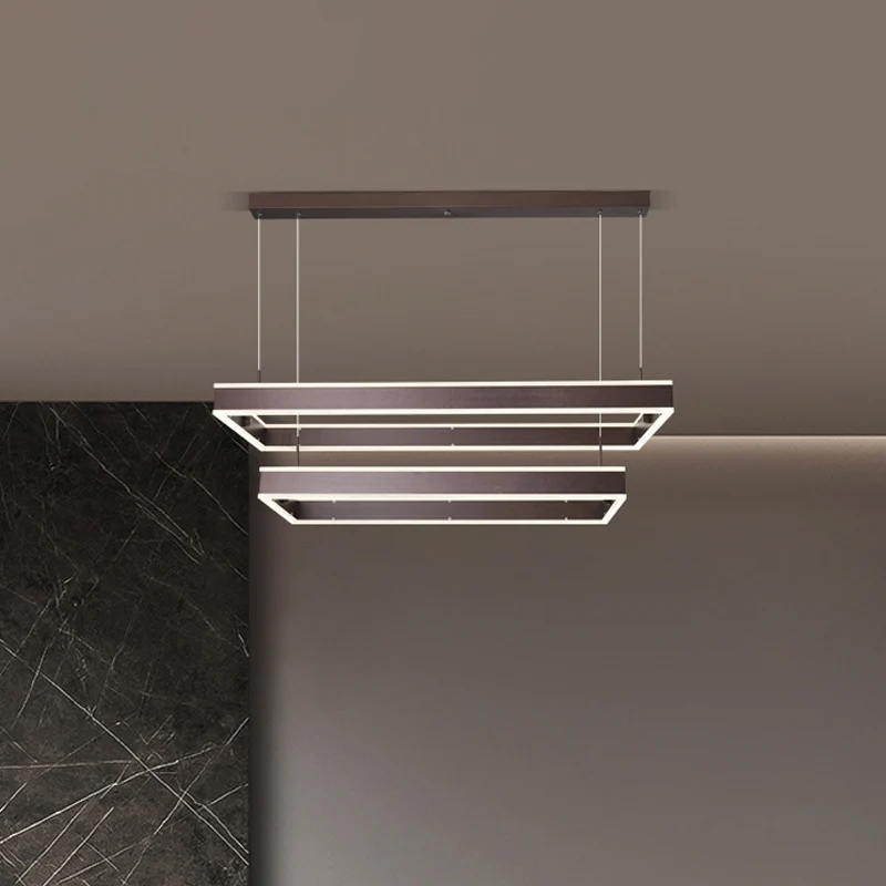 Plafonnier suspendu LED Simplicity, lustre rectangulaire à 2/3/4 niveaux avec abat-jour en acrylique
