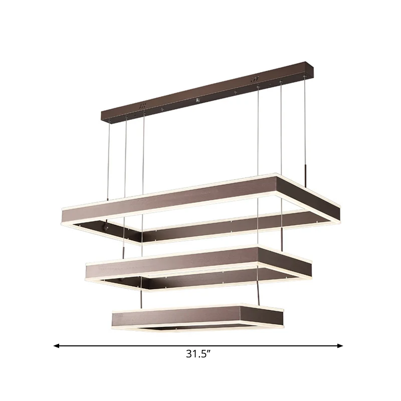 Plafonnier suspendu LED Simplicity, lustre rectangulaire à 2/3/4 niveaux avec abat-jour en acrylique