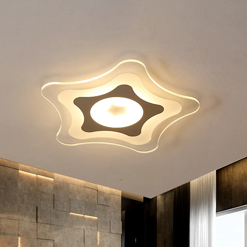 Plafonnier étoile à cinq branches, luminaire encastré LED blanc en acrylique, lumière chaude/blanche/3 couleurs, 16.5 "/20...