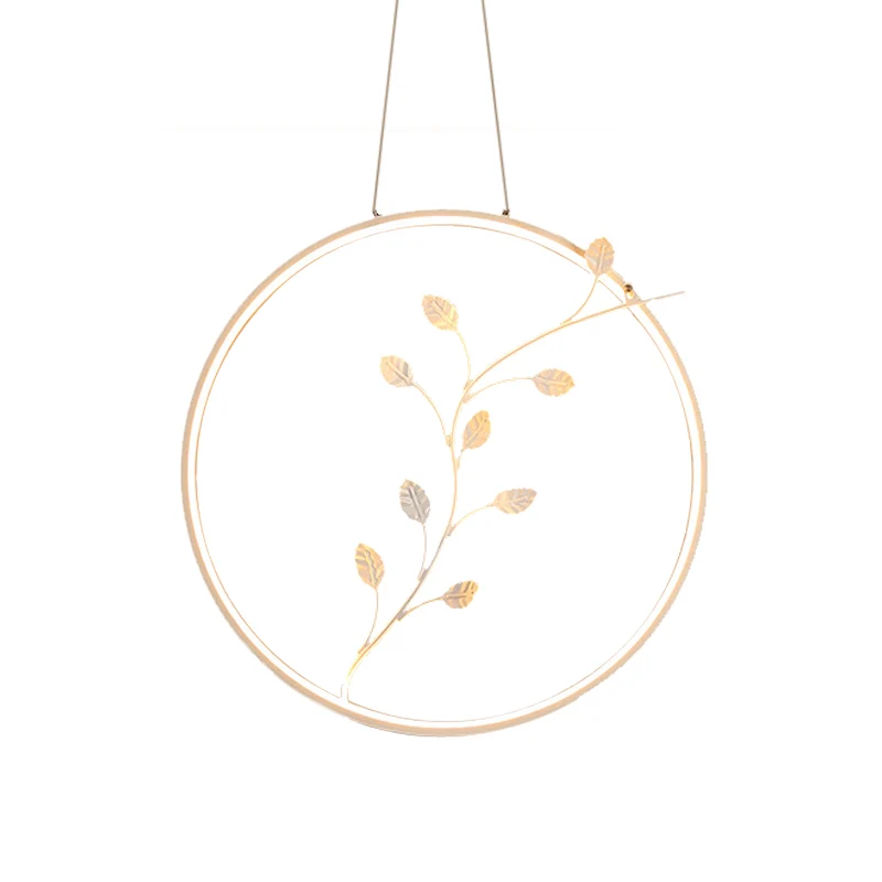 Ring Acrylique Suspension Minimaliste LED Lampe à Suspension Blanche avec Branche Déco en Lumière Blanche/Chaude