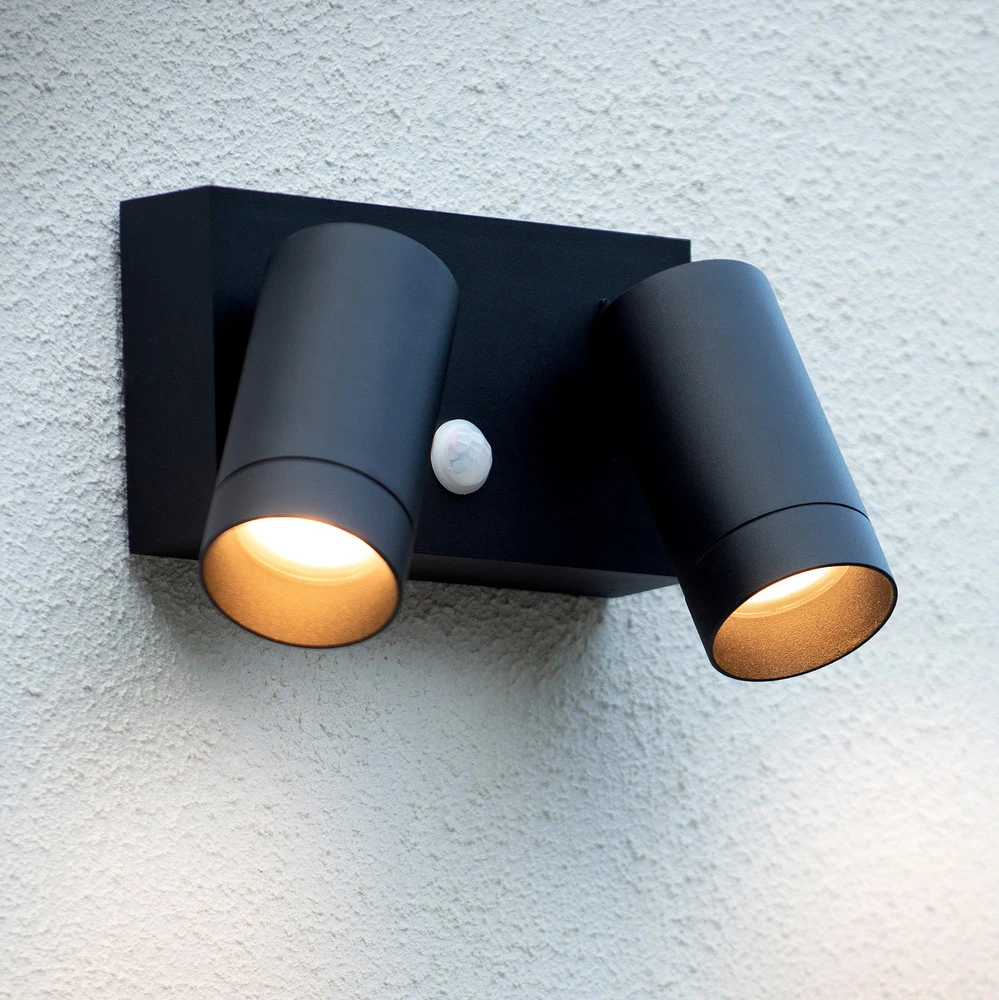 Spot mural d’extérieur Taylor capteur 2 lampe noir