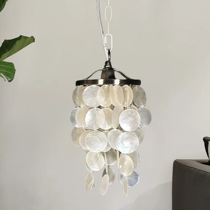 Suspension carillon éolien coquille nordique 1 lumière plafonnier suspendu blanc pour salon