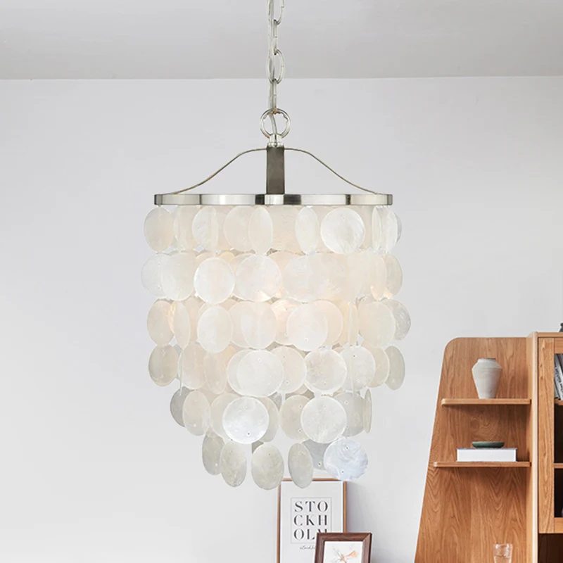 Suspension carillon éolien coquille nordique 1 lumière plafonnier suspendu blanc pour salon