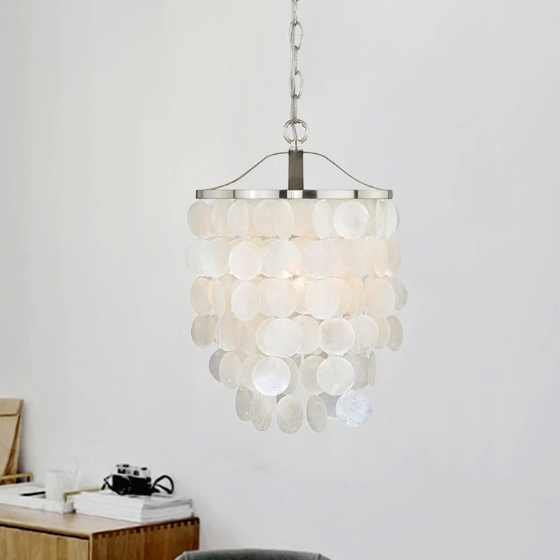 Suspension carillon éolien coquille nordique 1 lumière plafonnier suspendu blanc pour salon