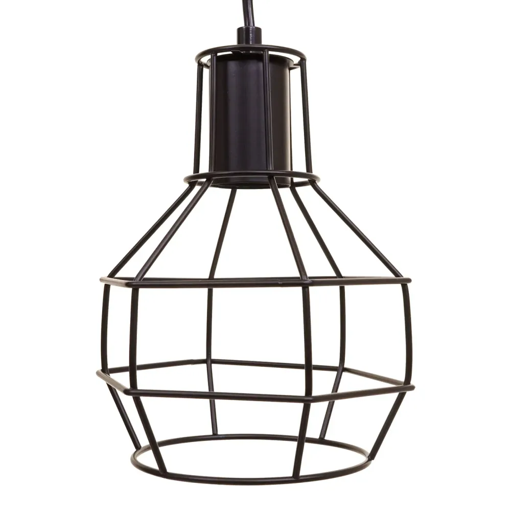 Suspension lampe suspendue lustre hauteur réglable en métal industriel noir 9x abat-jour en treillis 04_0004057