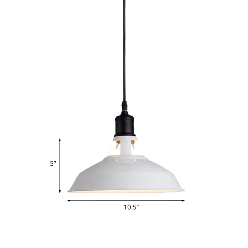 Suspension de plafond blanche à 1 ampoule, abat-jour de grange en métal ancien élégant avec cordon réglable, 10.5 "/12"/15 "W