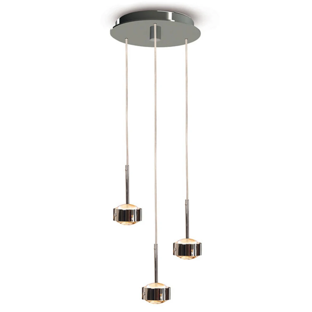 Suspension Puk Drop Trio, chromé, à 3 lampes, G9