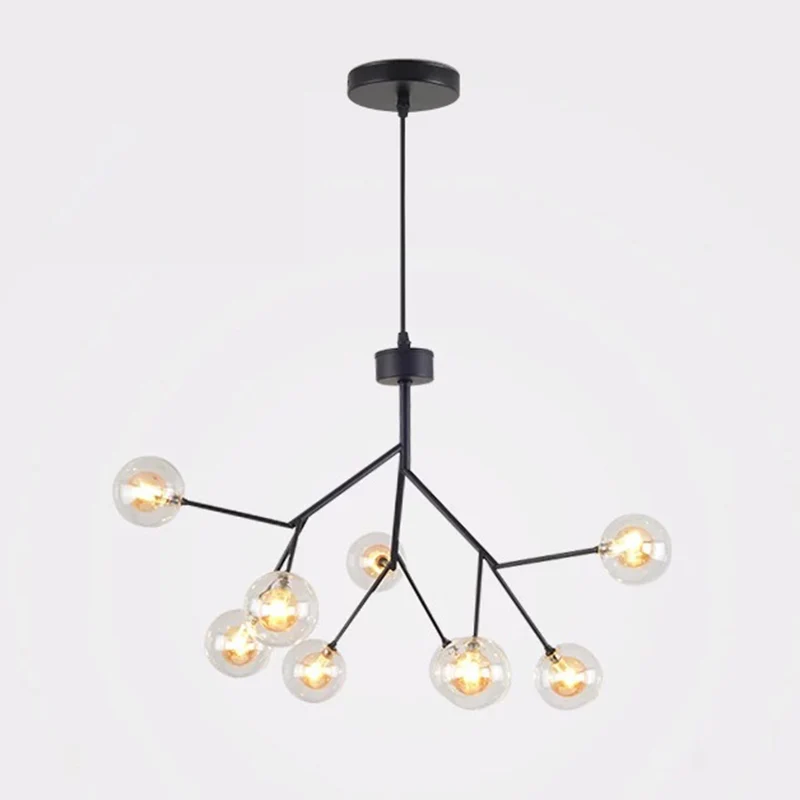Verre évident Luciole LED Suspension Lumière Style Nordique Lustre Éclairage pour Salon