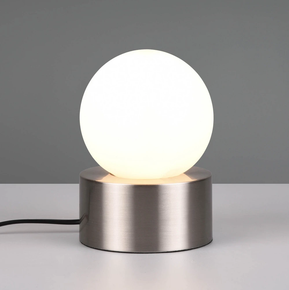 Abat-jour conique Lampe à poser Countess opale, pied métal nickel