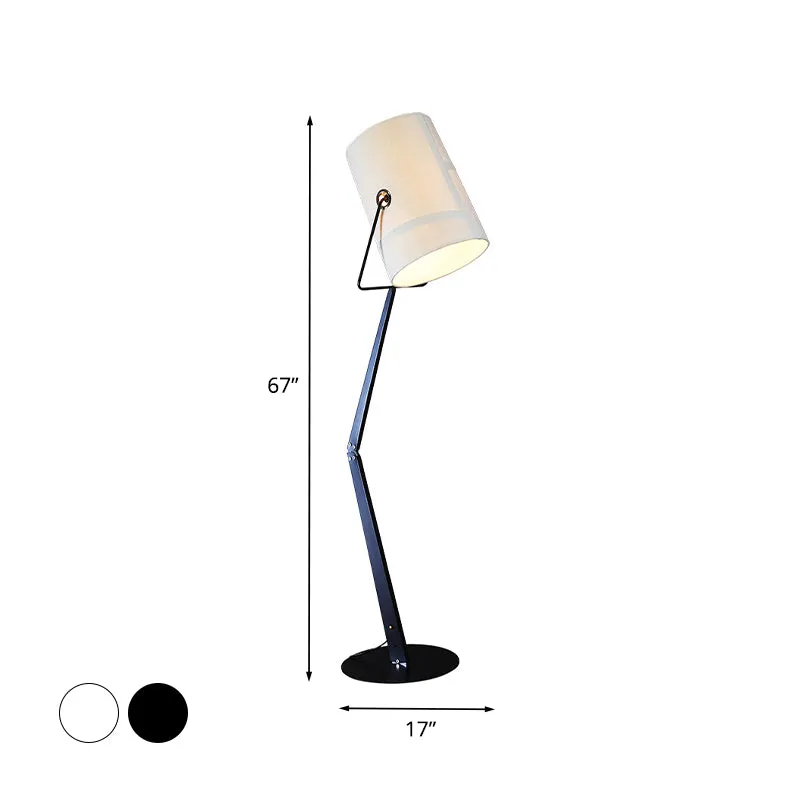Abat-jour conique Lampe sur pied moderniste en forme de tonneau avec bras pivotant en métal, 1 ampoule, lampadaire pour sa...