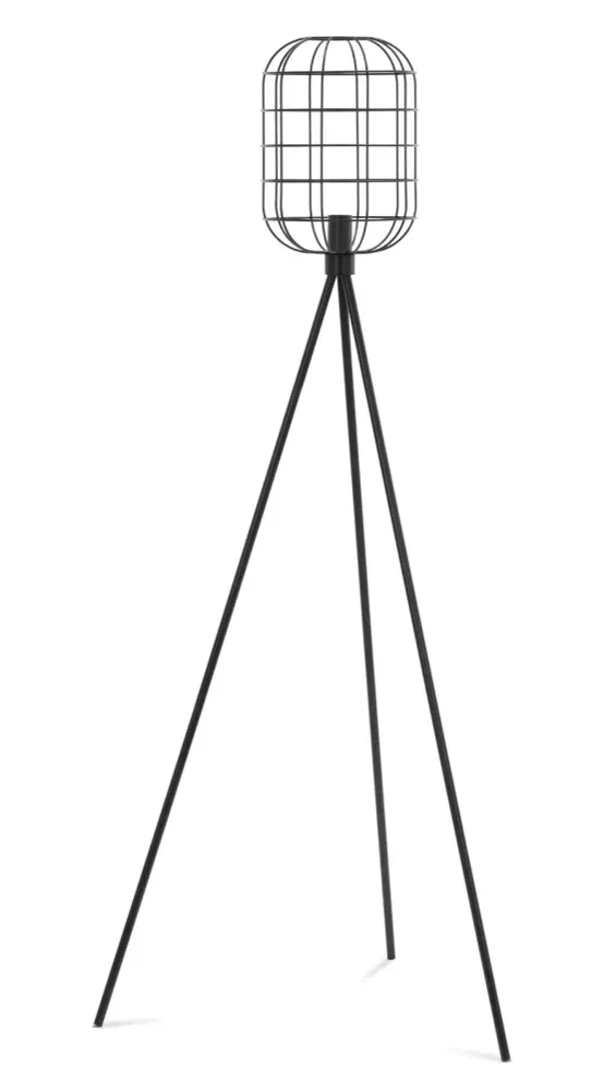 Abat-jour en tissu Lampe de salon sur pied abat-jour à grille ouverte 40 watts hauteur 163 cm fer noir 14_0009215