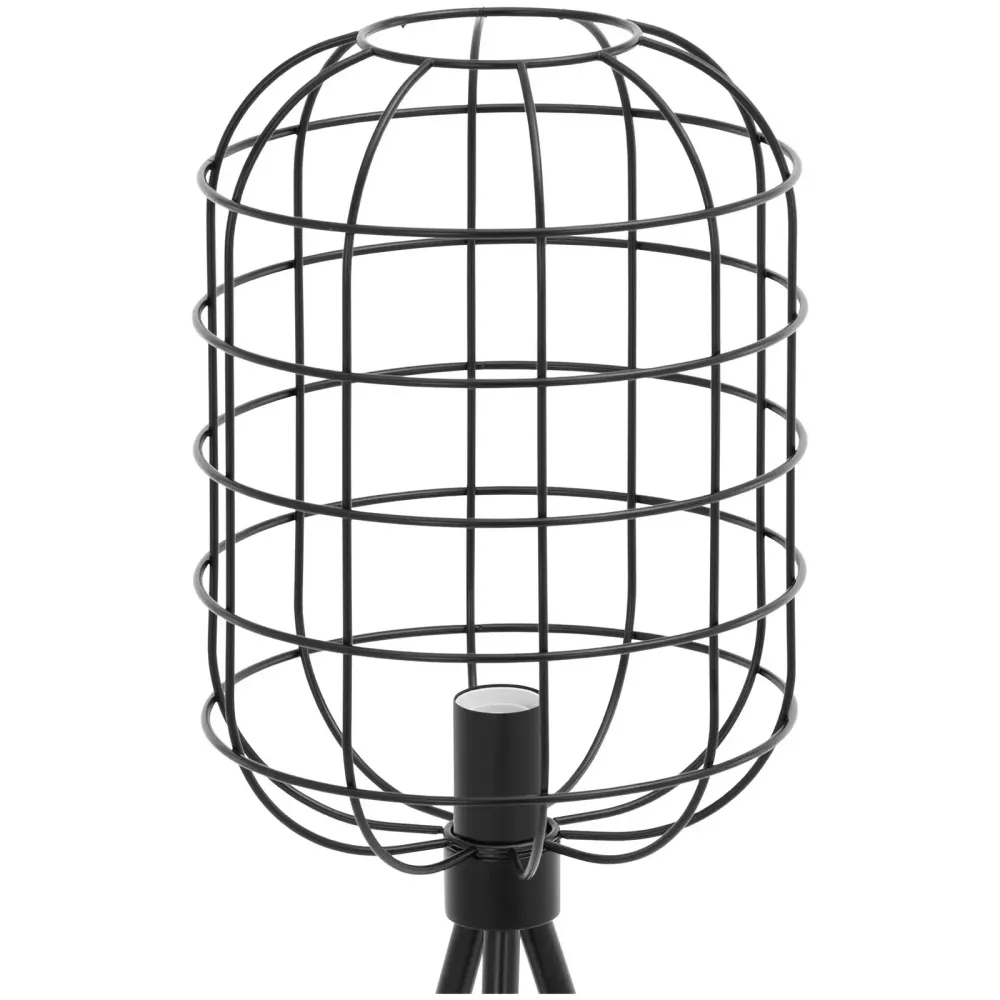 Abat-jour en tissu Lampe de salon sur pied abat-jour à grille ouverte 40 watts hauteur 163 cm fer noir 14_0009215