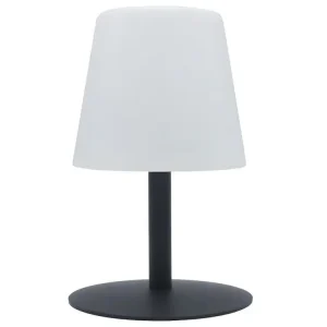 Abat-jour en tissu Lampe de table sans fil pied en acier gris LED blanc chaud/blanc dimmable STANDY COMPACT Rock H25cm