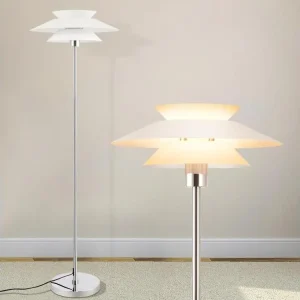 Abat-jour en tissu NETTLIFE Lampe sur pied pour salon, lampadaire E27 1 flamme blanc actuel, design vintage industriel | H...