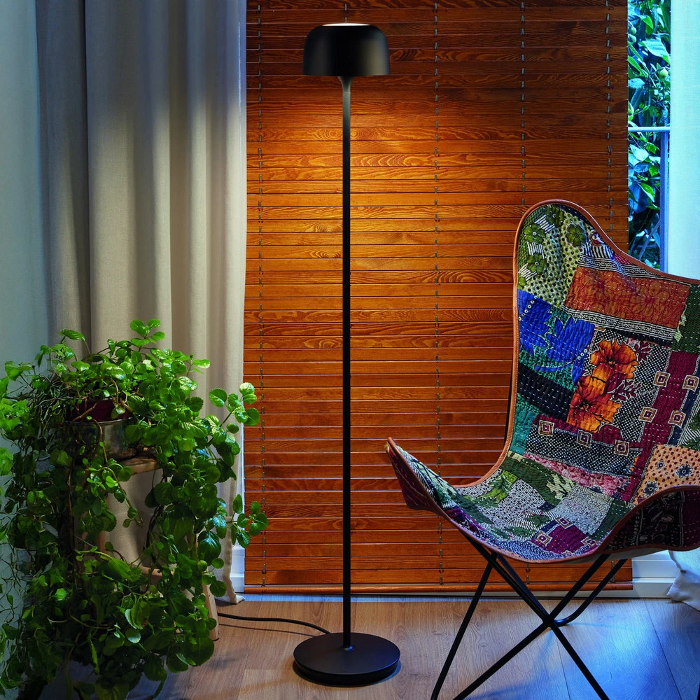 Bover lampe sur pied LED Bol P/130, noir mat, hauteur 130 cm pour intérieur moderne