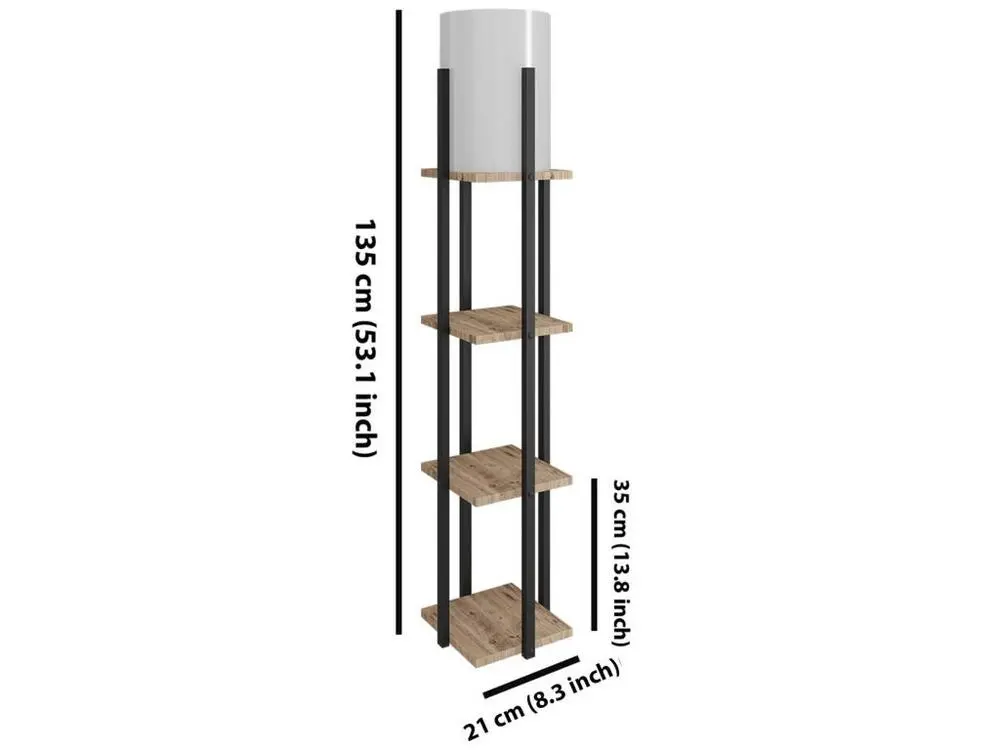 Éco-Énergétique Lampe à pied avec planche de contreplaqué naturel, noir, 135cm, E27 max 45-60W