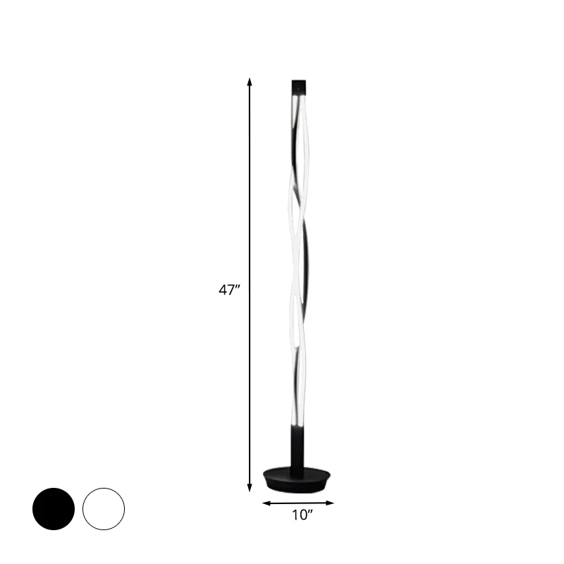 Éco-Énergétique Lampe sur pied à bâton torsadé noir/blanc, éclairage de lecture au sol métallique LED nordique avec Design...