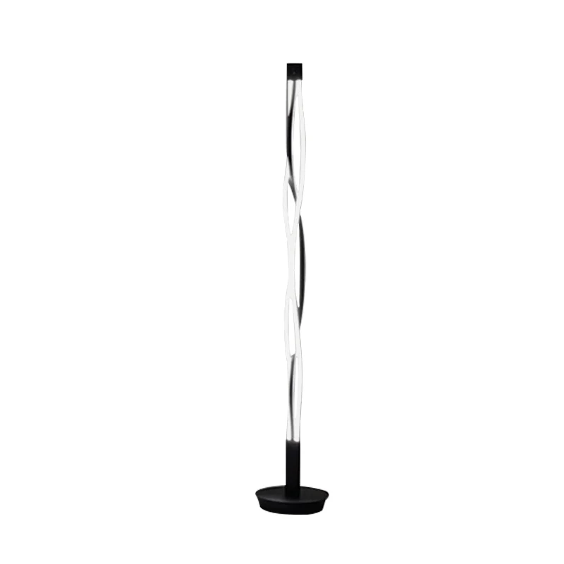 Éco-Énergétique Lampe sur pied à bâton torsadé noir/blanc, éclairage de lecture au sol métallique LED nordique avec Design...