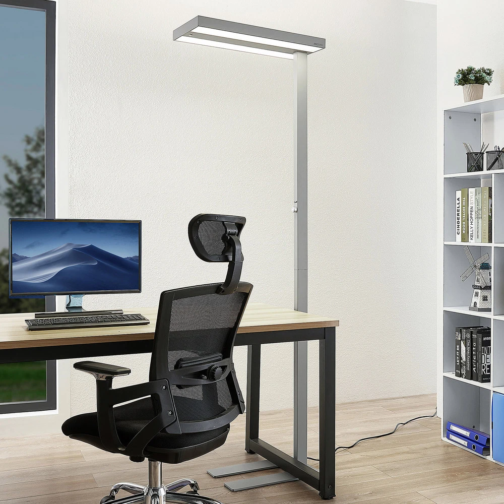 Design Contemporain Arcchio Lampe sur pied LED Logan Pro, argent, capteur, intensité variable