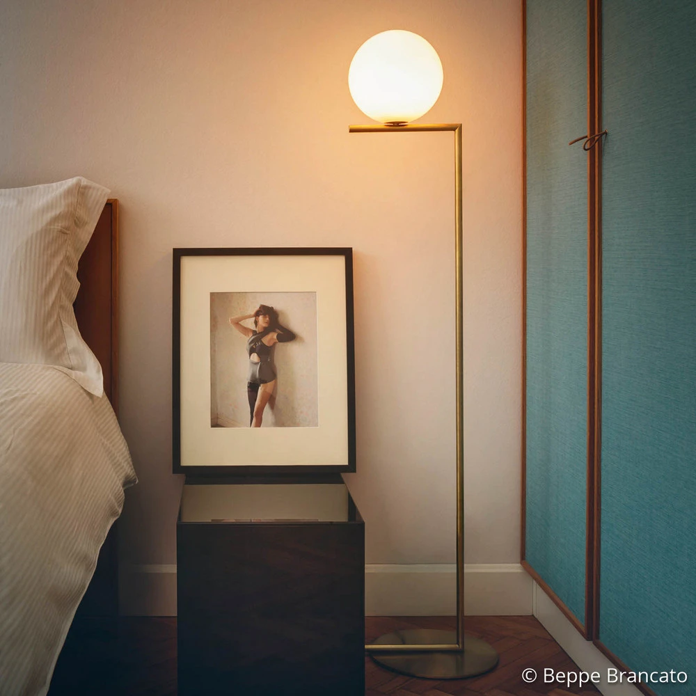 Design Contemporain FLOS IC F1 lampe sur pied, laiton brossé