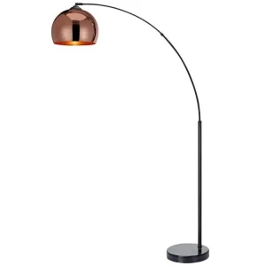 Haute Qualité Lampadaire Arquer arc lampe de salon abat-jour rose doré pied marbre noir