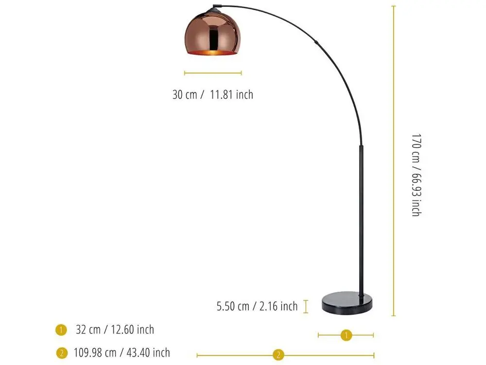 Haute Qualité Lampadaire Arquer arc lampe de salon abat-jour rose doré pied marbre noir
