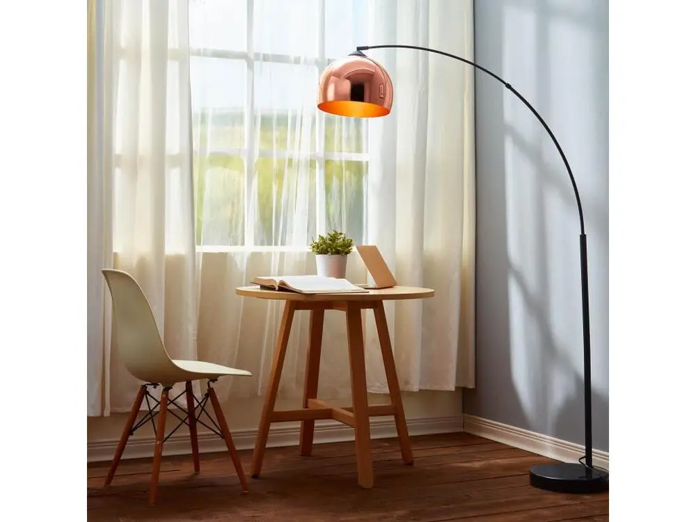 Haute Qualité Lampadaire Arquer arc lampe de salon abat-jour rose doré pied marbre noir